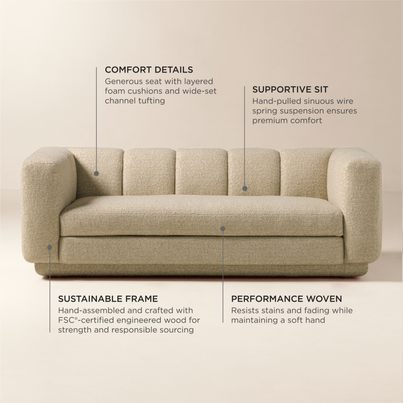 Yarrow 84" Camel Woven Fabric Sofa - image 4 of 11